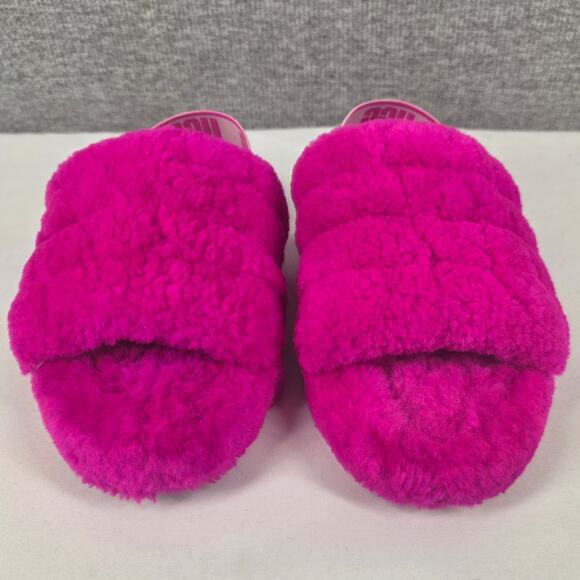 UGG GIRL’S FLUFF YEAH SLIDE – ROCK ROSE – SIZE US 13 – PLUSH SLIP-ON SANDAL - Picture 9 of 13